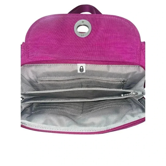 Baggallini Calais Crossbody travel bag orchid pink turnlock RFID water resistant - Picture 3 of 10